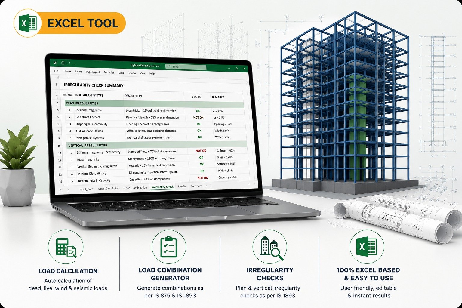Complete Excel Package for Highrise Building Design
